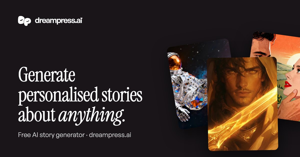 Screenshot of Dreampress, AI story generator that writes with you, chapter by chapter